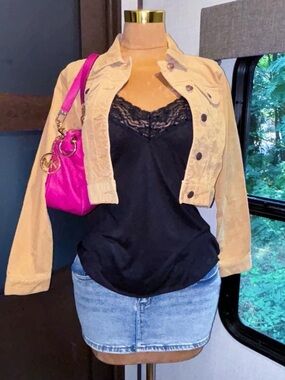 OLD NAVY Fall ‘05 Y2K Tan Cropped Corduroy Jacket Size Small